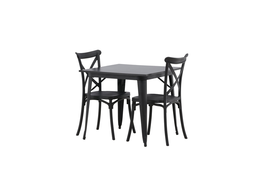 Venture Home Tempe Dining Table - Black / Black MDF +Crosett Dining Chair - Matte Black / Matte Black Plastic _2