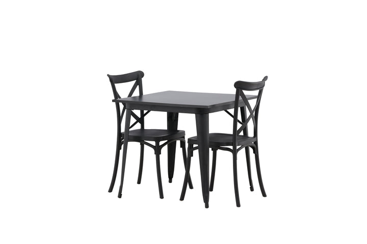 Venture Home Tempe Dining Table - Black / Black MDF +Crosett Dining Chair - Matte Black / Matte Black Plastic _2