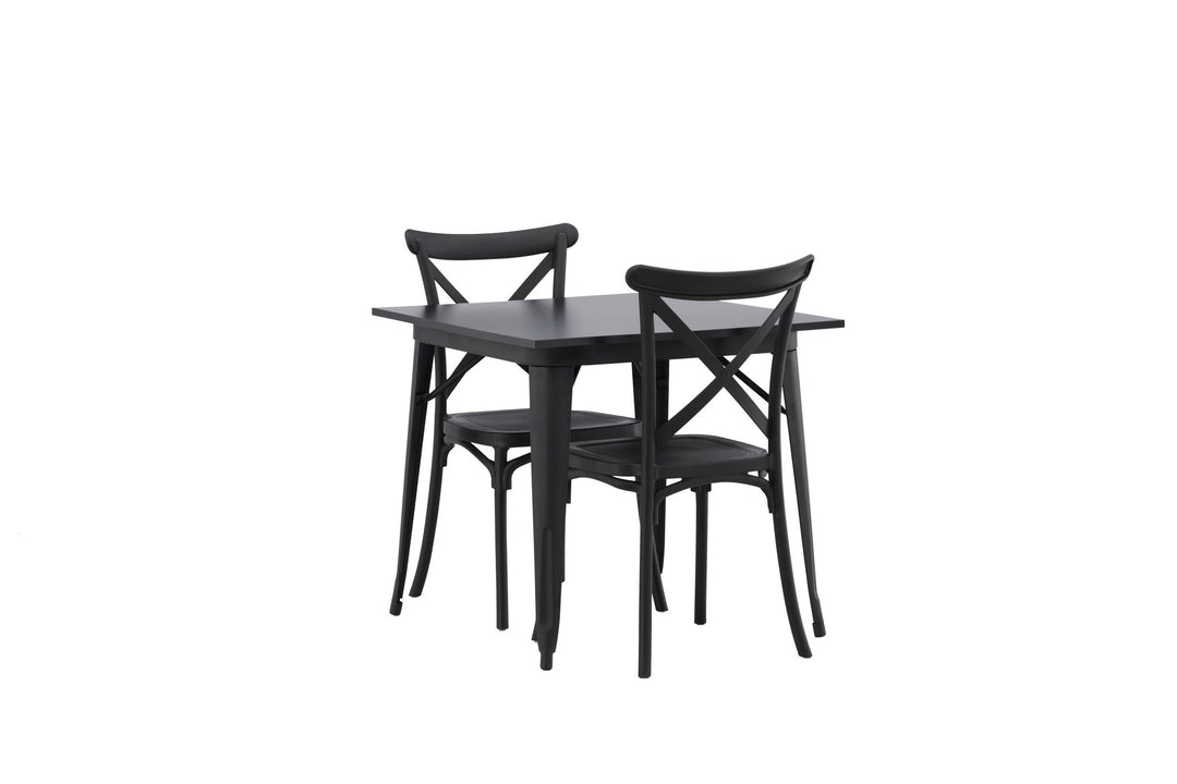 Venture Home Tempe Dining Table - Black / Black MDF +Crosett Dining Chair - Matte Black / Matte Black Plastic _2