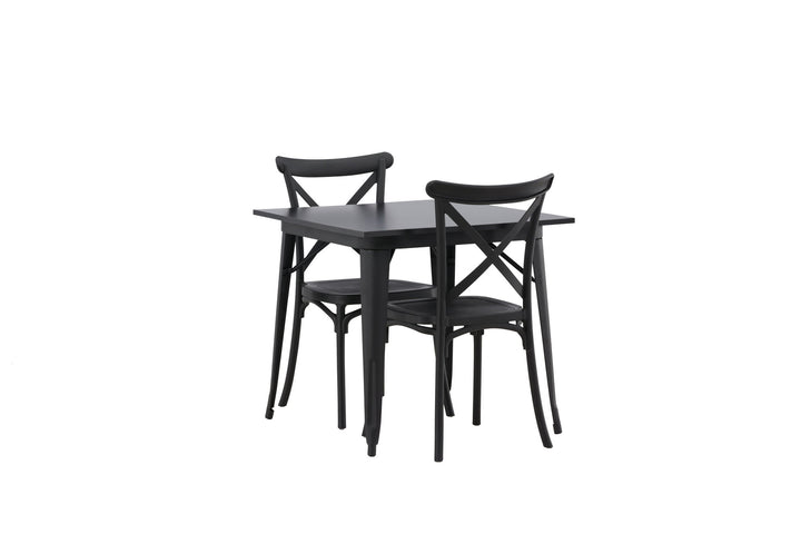 Venture Home Tempe Dining Table - Black / Black MDF +Crosett Dining Chair - Matte Black / Matte Black Plastic _2