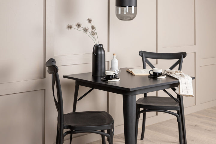 Venture Home Tempe Dining Table - Black / Black MDF +Crosett Dining Chair - Matte Black / Matte Black Plastic _2