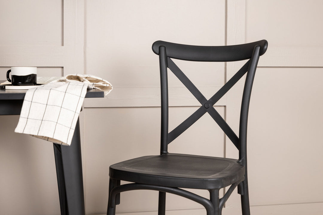 Venture Home Tempe Dining Table - Black / Black MDF +Crosett Dining Chair - Matte Black / Matte Black Plastic _2