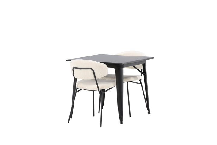 Venture Home Tempe Dining Table - Black / Black MDF +Chico Dining Chair - Black / White Boucle _2