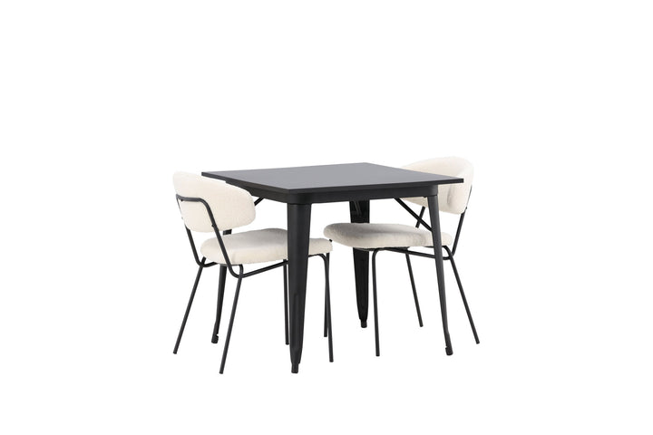 Venture Home Tempe Dining Table - Black / Black MDF +Chico Dining Chair - Black / White Boucle _2