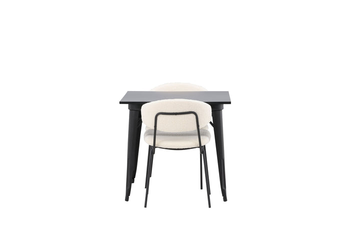 Venture Home Tempe Dining Table - Black / Black MDF +Chico Dining Chair - Black / White Boucle _2