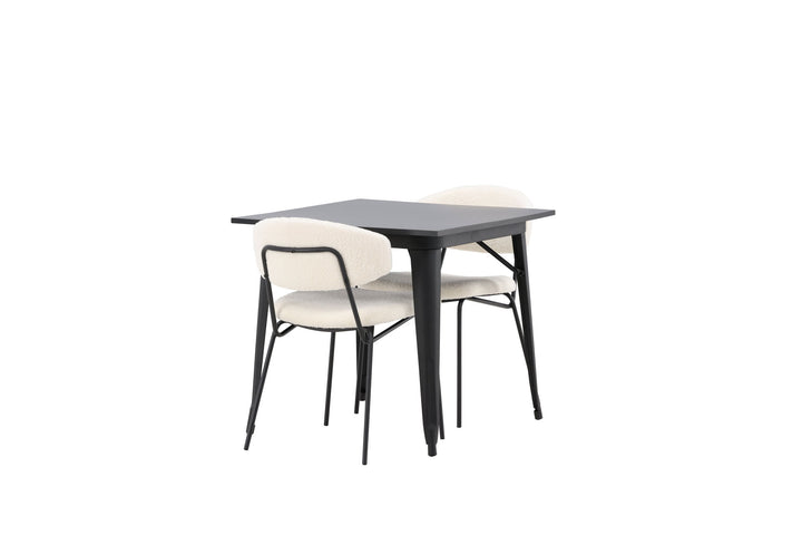 Venture Home Tempe Dining Table - Black / Black MDF +Chico Dining Chair - Black / White Boucle _2
