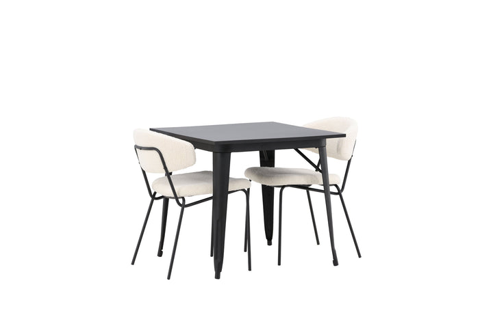 Venture Home Tempe Dining Table - Black / Black MDF +Chico Dining Chair - Black / White Boucle _2