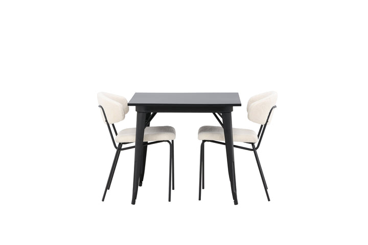Venture Home Tempe Dining Table - Black / Black MDF +Chico Dining Chair - Black / White Boucle _2