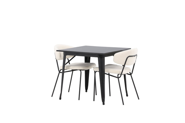 Venture Home Tempe Dining Table - Black / Black MDF +Chico Dining Chair - Black / White Boucle _2