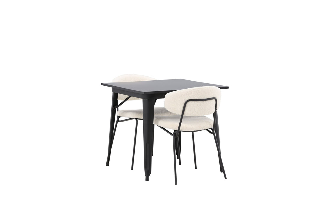 Venture Home Tempe Dining Table - Black / Black MDF +Chico Dining Chair - Black / White Boucle _2