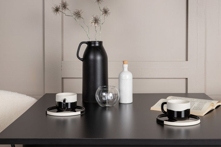 Venture Home Tempe Dining Table - Black / Black MDF +Chico Dining Chair - Black / White Boucle _2