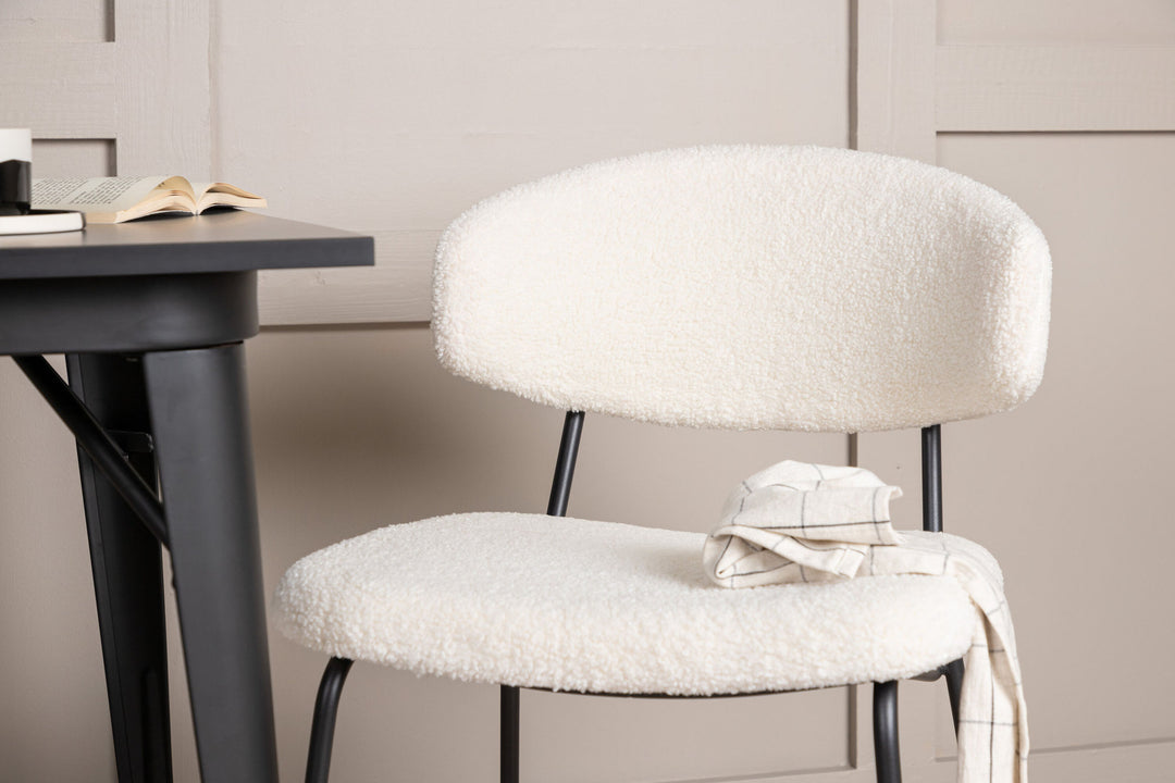 Venture Home Tempe Dining Table - Black / Black MDF +Chico Dining Chair - Black / White Boucle _2