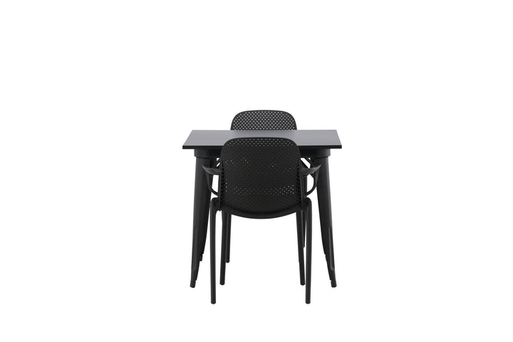 Venture Home Tempe Dining Table - Black / Black MDF +Baltimore Dining Chair - Black / Black Plastic _2