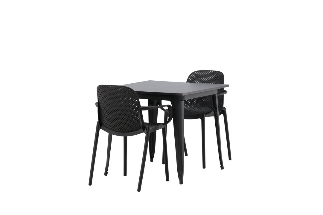 Venture Home Tempe Dining Table - Black / Black MDF +Baltimore Dining Chair - Black / Black Plastic _2