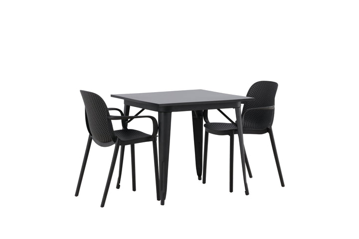 Venture Home Tempe Dining Table - Black / Black MDF +Baltimore Dining Chair - Black / Black Plastic _2
