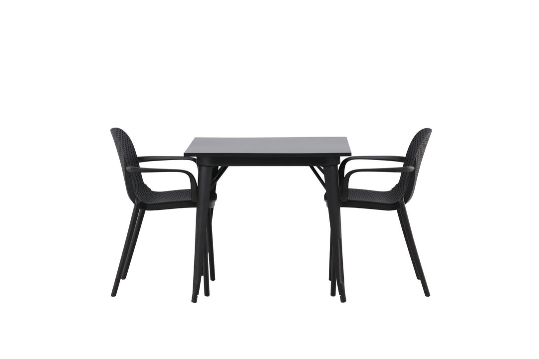 Venture Home Tempe Dining Table - Black / Black MDF +Baltimore Dining Chair - Black / Black Plastic _2