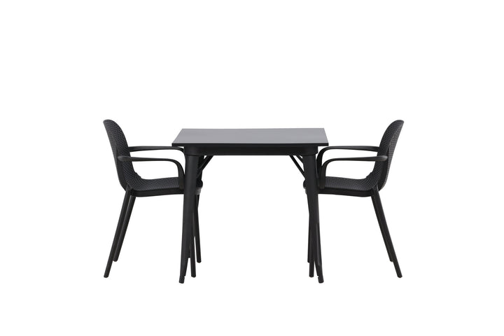 Venture Home Tempe Dining Table - Black / Black MDF +Baltimore Dining Chair - Black / Black Plastic _2
