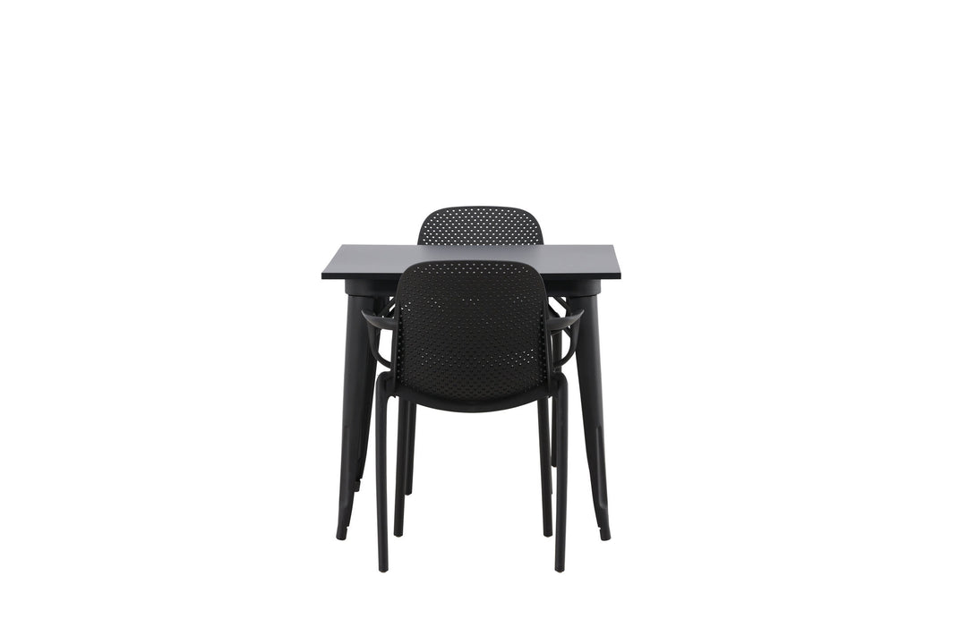 Venture Home Tempe Dining Table - Black / Black MDF +Baltimore Dining Chair - Black / Black Plastic _2