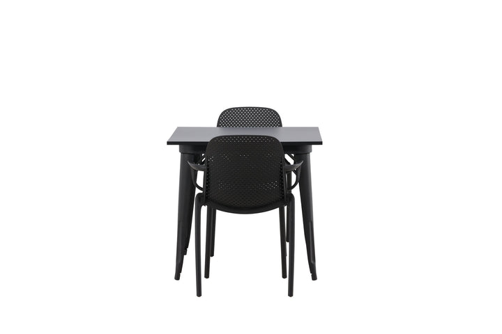Venture Home Tempe Dining Table - Black / Black MDF +Baltimore Dining Chair - Black / Black Plastic _2