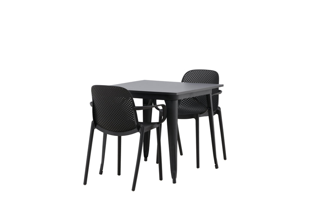 Venture Home Tempe Dining Table - Black / Black MDF +Baltimore Dining Chair - Black / Black Plastic _2