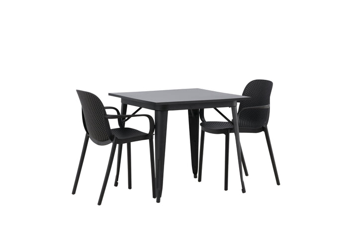 Venture Home Tempe Dining Table - Black / Black MDF +Baltimore Dining Chair - Black / Black Plastic _2