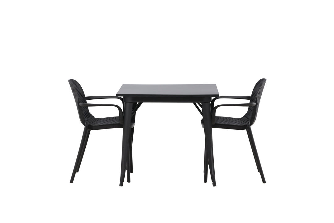 Venture Home Tempe Dining Table - Black / Black MDF +Baltimore Dining Chair - Black / Black Plastic _2