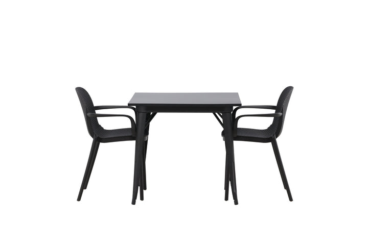 Venture Home Tempe Dining Table - Black / Black MDF +Baltimore Dining Chair - Black / Black Plastic _2