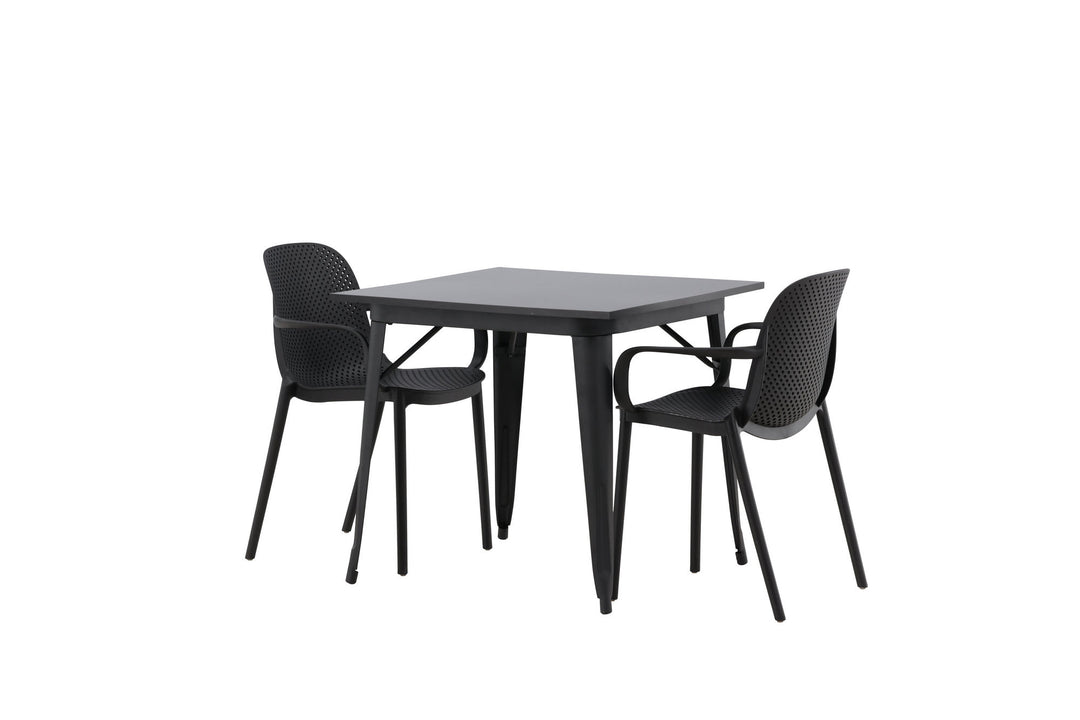 Venture Home Tempe Dining Table - Black / Black MDF +Baltimore Dining Chair - Black / Black Plastic _2