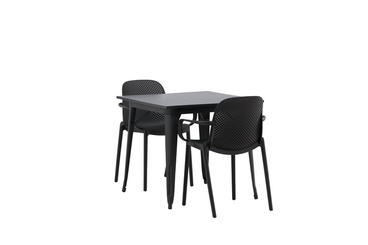 Venture Home Tempe Dining Table - Black / Black MDF +Baltimore Dining Chair - Black / Black Plastic _2