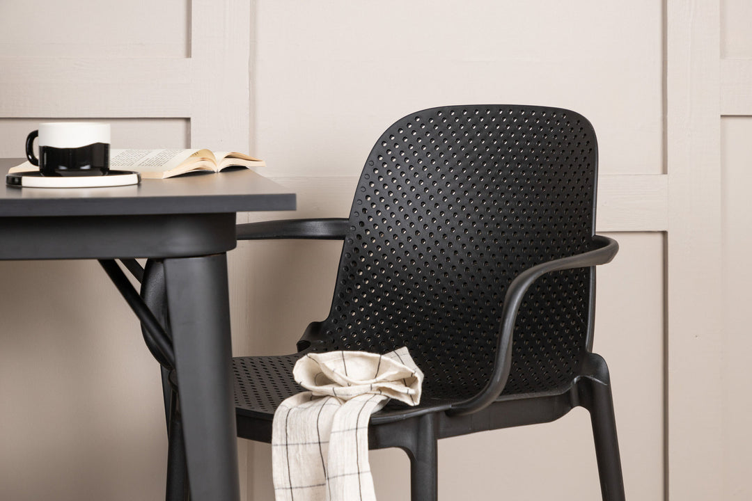 Venture Home Tempe Dining Table - Black / Black MDF +Baltimore Dining Chair - Black / Black Plastic _2