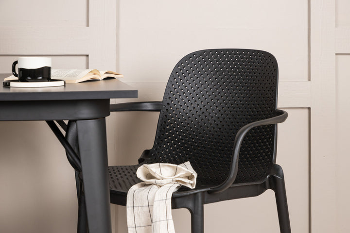 Venture Home Tempe Dining Table - Black / Black MDF +Baltimore Dining Chair - Black / Black Plastic _2