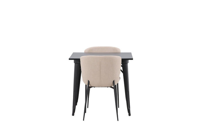 Venture Home Tempe Dining Table - Black / Black MDF +Modesto Dining Chair - Beige / Beige Boucle _2