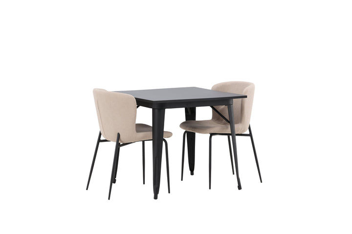 Venture Home Tempe Dining Table - Black / Black MDF +Modesto Dining Chair - Beige / Beige Boucle _2