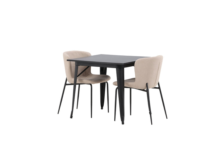Venture Home Tempe Dining Table - Black / Black MDF +Modesto Dining Chair - Beige / Beige Boucle _2
