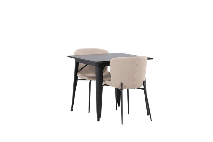 Venture Home Tempe Dining Table - Black / Black MDF +Modesto Dining Chair - Beige / Beige Boucle _2