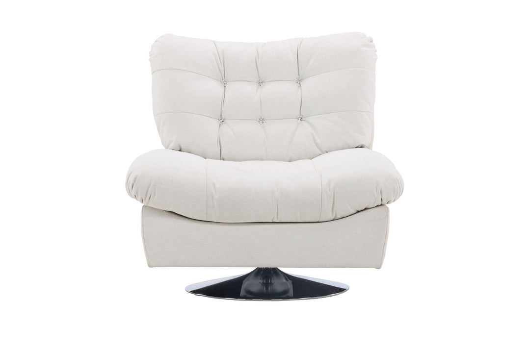 Venture Home Florens Single Sofa - Chrome / Offwhite Fabric