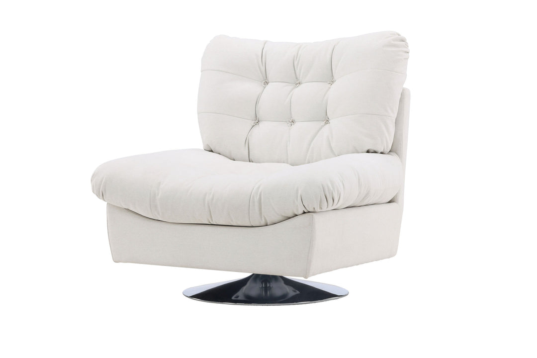 Venture Home Florens Single Sofa - Chrome / Offwhite Fabric