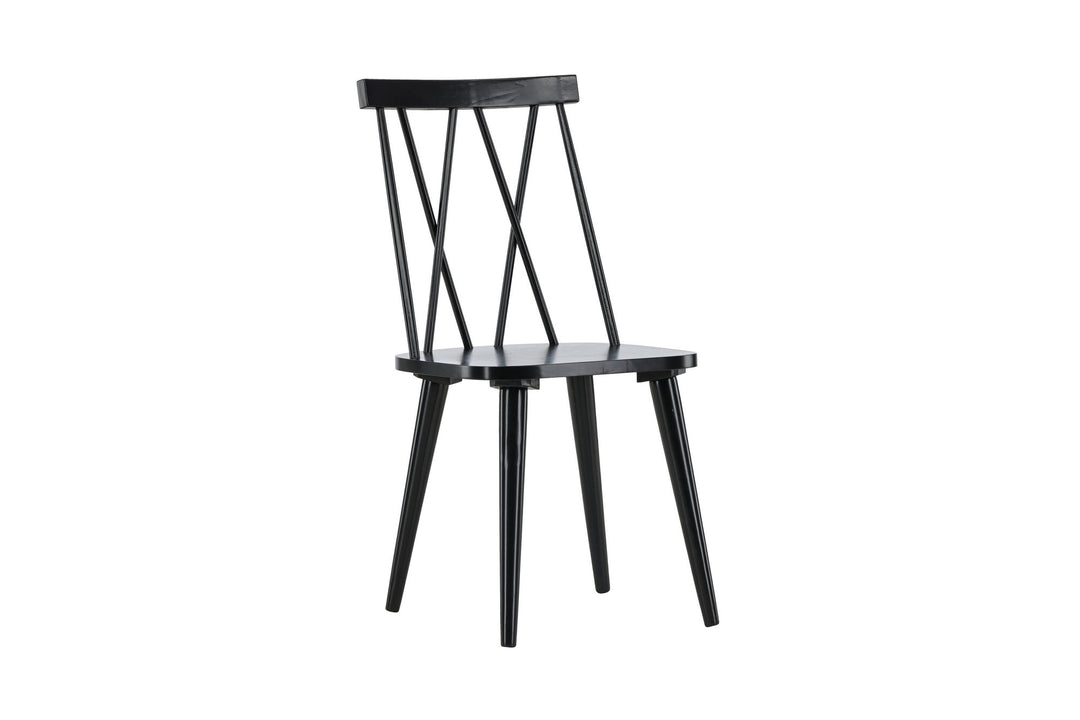 Venture Home Mariette Dining Chair 2-pack - Black / Black Solid Rubber Wood