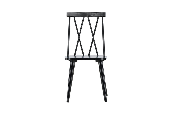 Venture Home Mariette Dining Chair 2-pack - Black / Black Solid Rubber Wood