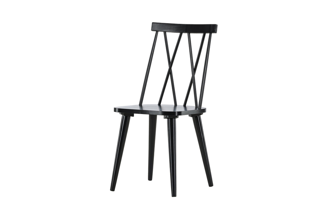 Venture Home Mariette Dining Chair 2-pack - Black / Black Solid Rubber Wood
