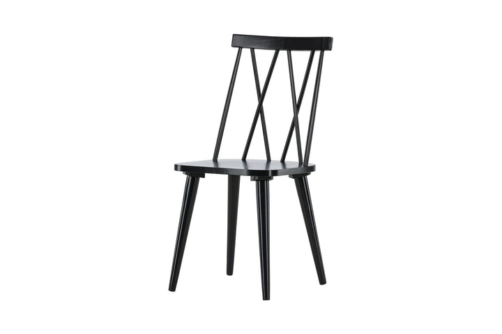 Venture Home Mariette Dining Chair 2-pack - Black / Black Solid Rubber Wood