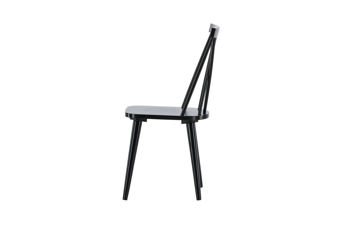 Venture Home Mariette Dining Chair 2-pack - Black / Black Solid Rubber Wood
