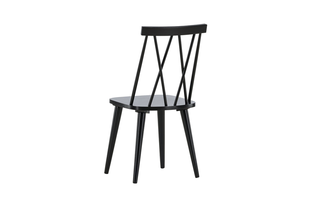 Venture Home Mariette Dining Chair 2-pack - Black / Black Solid Rubber Wood