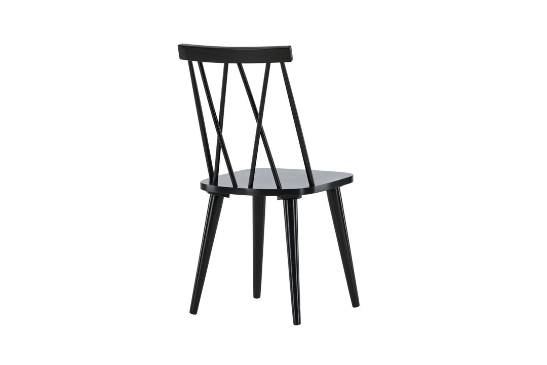 Venture Home Mariette Dining Chair 2-pack - Black / Black Solid Rubber Wood
