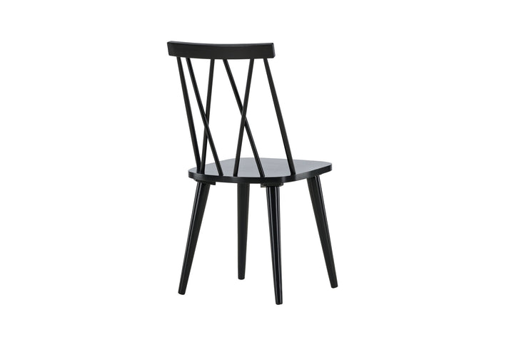 Venture Home Mariette Dining Chair 2-pack - Black / Black Solid Rubber Wood
