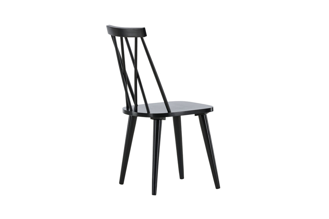 Venture Home Mariette Dining Chair 2-pack - Black / Black Solid Rubber Wood
