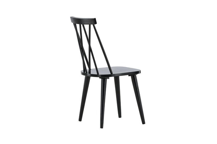 Venture Home Mariette Dining Chair 2-pack - Black / Black Solid Rubber Wood