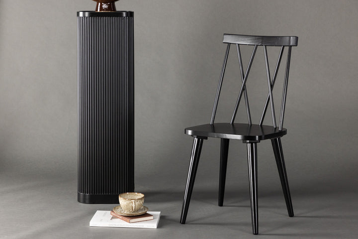 Venture Home Mariette Dining Chair 2-pack - Black / Black Solid Rubber Wood