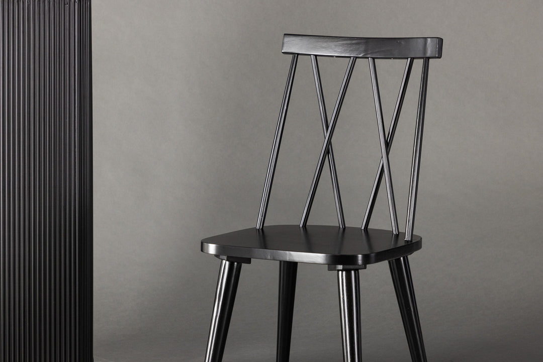 Venture Home Mariette Dining Chair 2-pack - Black / Black Solid Rubber Wood