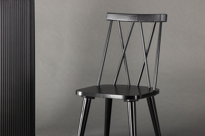 Venture Home Mariette Dining Chair 2-pack - Black / Black Solid Rubber Wood